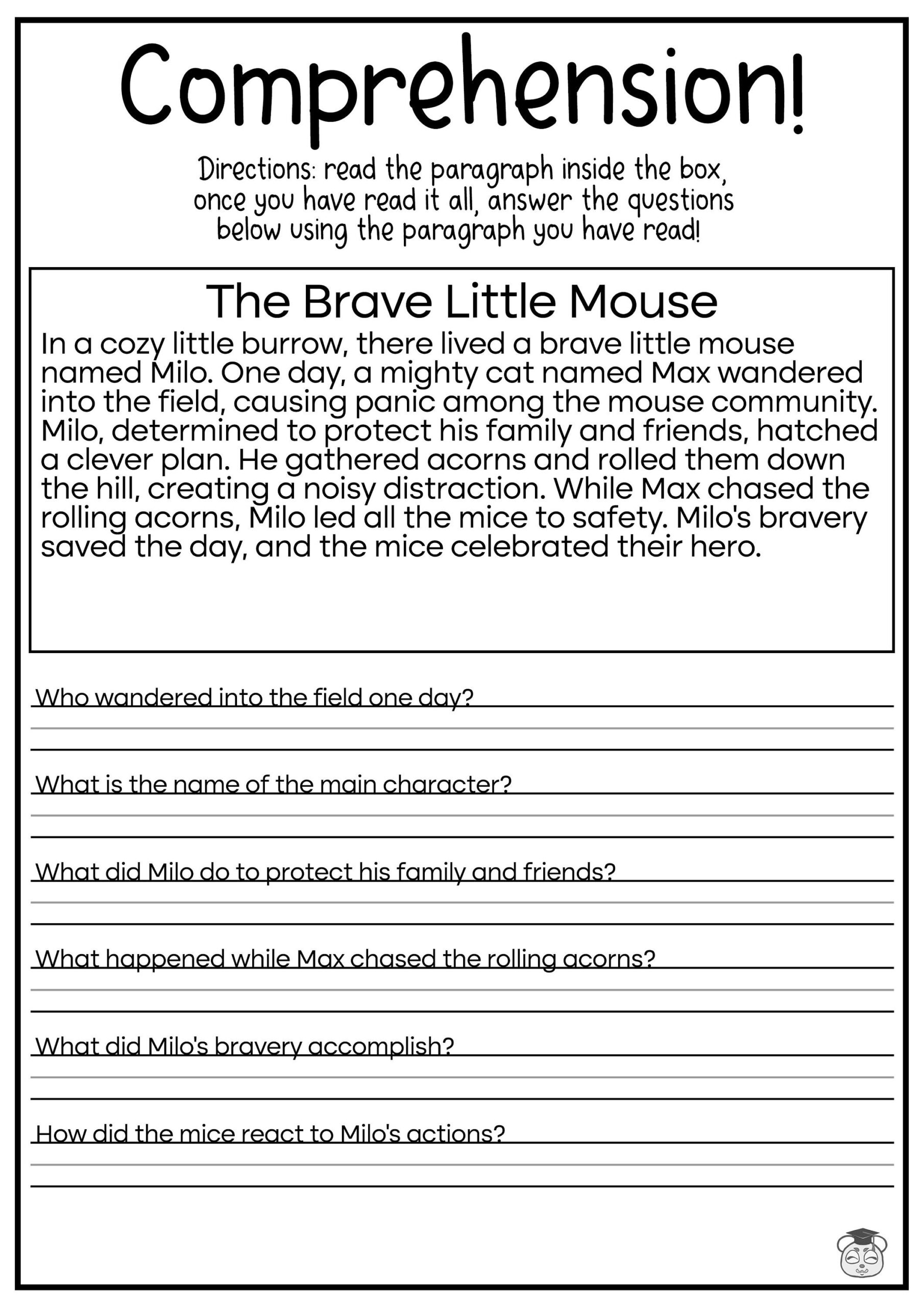 5 Printable Reading Comprehension English Worksheets! (Ages 4 - 7 within 4th Reading Comprehension Worksheets