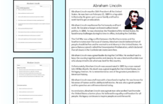 Abraham Lincoln Reading Comprehension Passage Printable Worksheet pertaining to Reading Comprehension Worksheets Abraham Lincoln