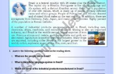 Amazing Brazil - Esl Worksheetsandrami60 inside Brazil Reading Comprehension Worksheet