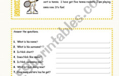 An Elementary Esl Reading Comprehension – Esl Worksheetangelll in Esl Reading Comprehension Worksheets Printable