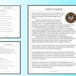 Aztec Civilization Reading Comprehension Passage Printable With Regard To Aztec Reading Comprehension Worksheets
