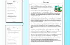 Biomes Reading Comprehension Passage Printable Worksheet inside Biomes Reading Comprehension Worksheets