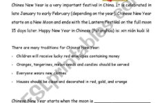 Chinese New Year Comprehension - Esl Worksheetbleue77 within Chinese Reading Comprehension Worksheets