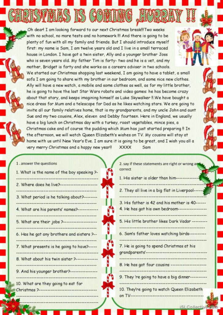 Christmas Reading and Comprehension Worksheets