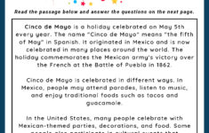 Cinco De Mayo - Reading Comprehension Worksheet | Games4Esl with Cinco De Mayo Reading Comprehension Worksheets