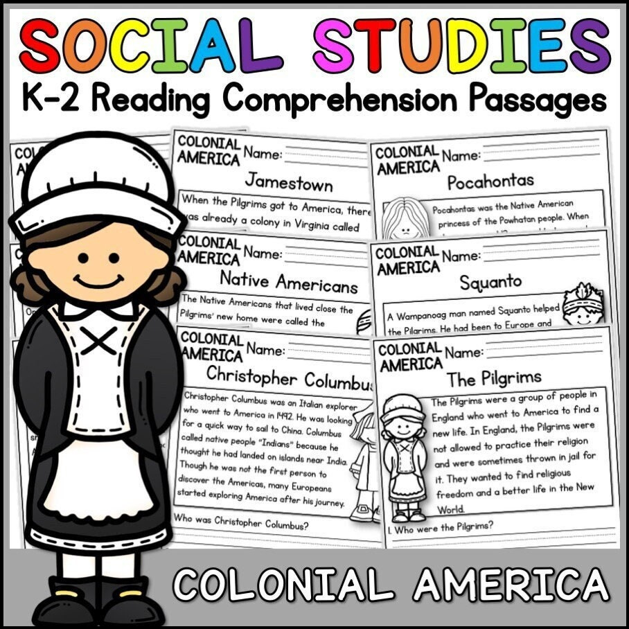 Colonial America Reading Comprehension Passages | K-2 | Homeschool within Colonial America Reading Comprehension Worksheet