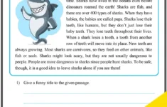 Comprehension - Shark - Skoolon in Short Answer Reading Comprehension Worksheets