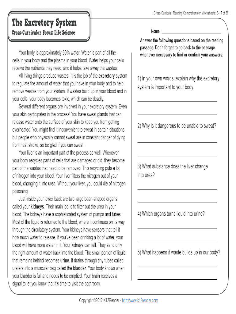 Cross Curricular Reading Comprehension Worksheets - Fill Online throughout Cross Curricular Reading Comprehension Worksheets