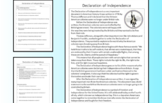 Declaration Of Independence Reading Comprehension Passage with regard to Declaration of Independence Reading Comprehension Worksheet