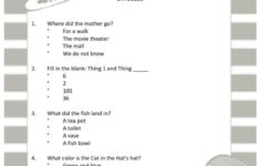 Dr Seuss - The Cat In The Hat Readin…: English Esl Worksheets Pdf pertaining to Dr Seuss Reading Comprehension Worksheets
