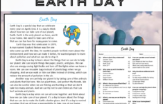 Earth Day Reading Comprehension Passage And Questions - Pdf pertaining to Earth Science Reading Comprehension Worksheets