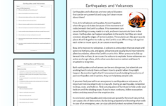 Earthquakes And Volcanoes Reading Comprehension Passage Printable with Earthquake Reading Comprehension Worksheets