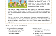 Easter Reading Comprehension Worksheets | Worksheetsgo for Free Easter Reading Comprehension Worksheets