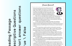 Eleanor Roosevelt Biography Reading Comprehension Passage in Eleanor Roosevelt Reading Comprehension Worksheet