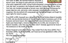 Eleanor Roosevelt - Esl Worksheeteng789 with Eleanor Roosevelt Reading Comprehension Worksheet