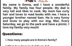 Engaging Reading Comprehension My Family With Answer intended for Family Reading Comprehension Worksheets