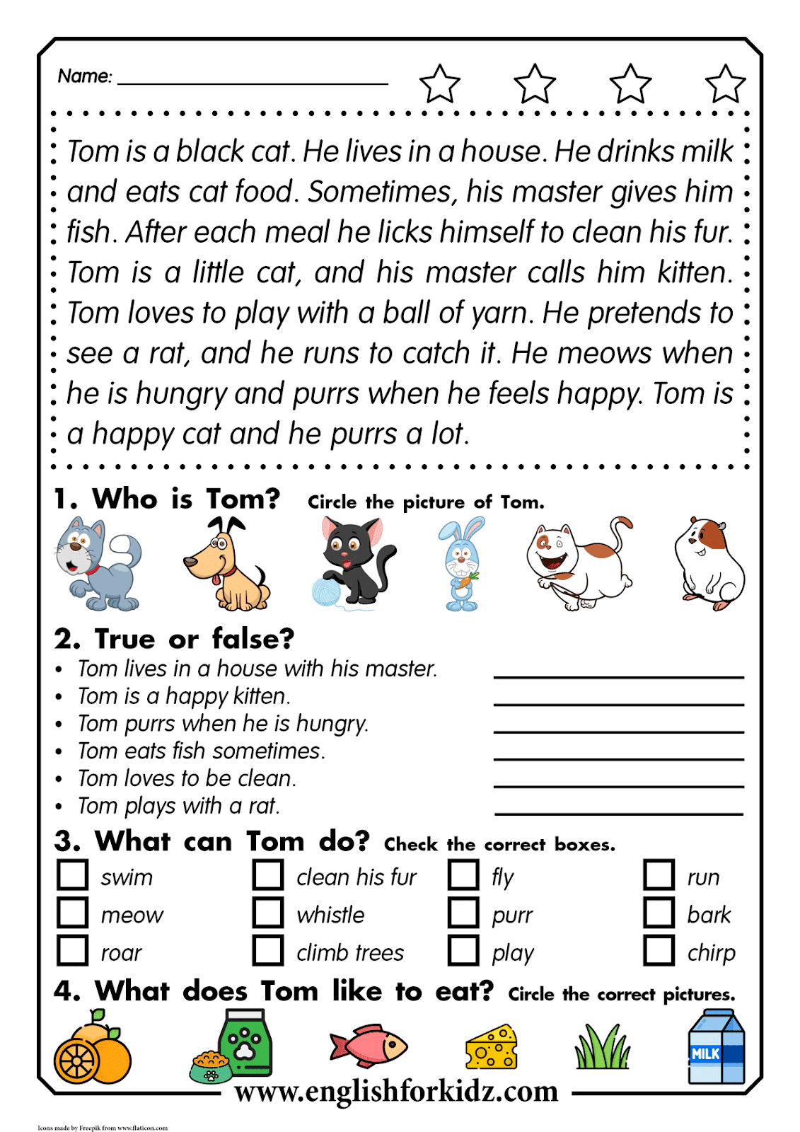 English For Kids Stepstep: Reading Comprehension Worksheets regarding Reading Comprehension Worksheets For 2nd Graders