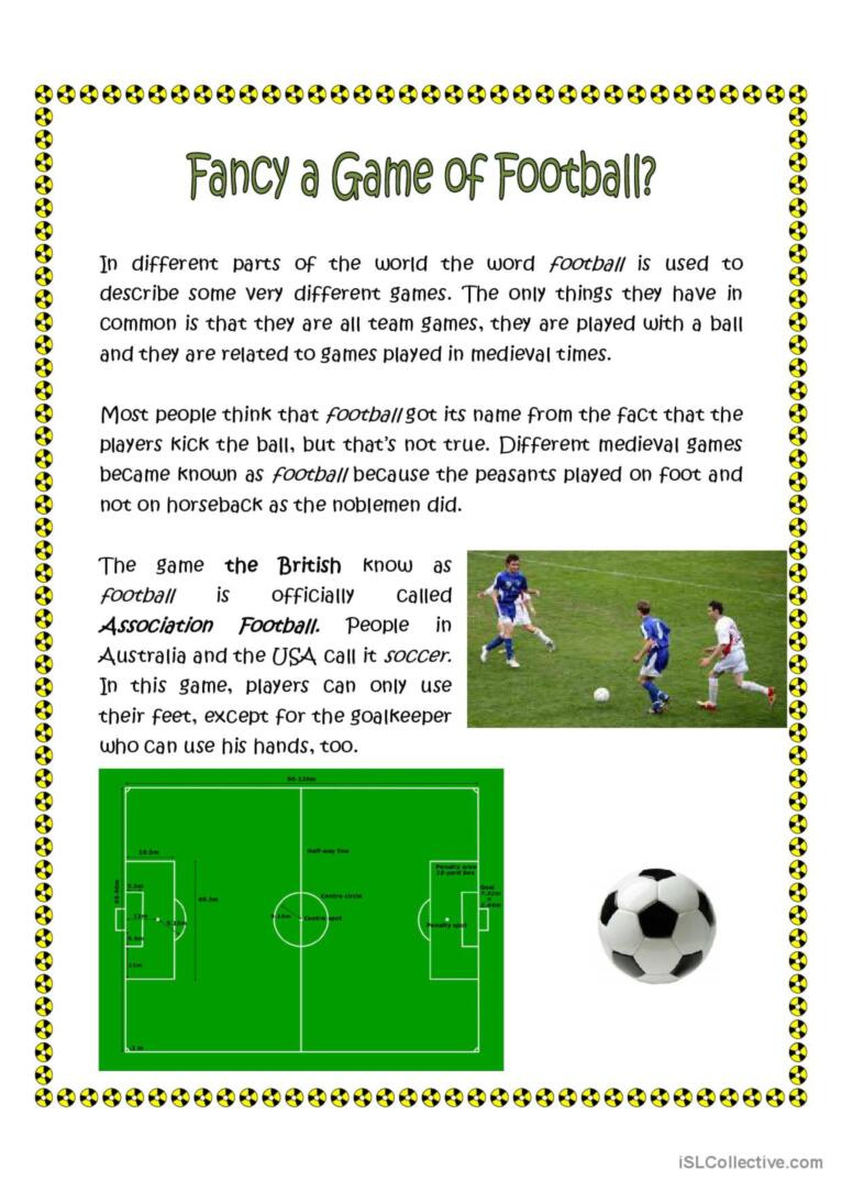 Fancy Game Of Football? Reading For…: English Esl Worksheets Pdf &amp;amp; Doc in Football Reading Comprehension Worksheets
