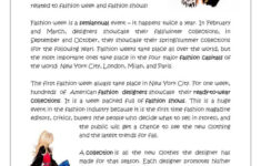 Fashion Week!: English Esl Worksheets Pdf &amp; Doc in Fashion Reading Comprehension Worksheets