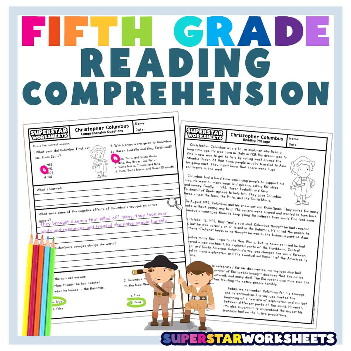 Fifth Grade Reading Comprehension - Superstar Worksheets with regard to 5th Grade Reading Comprehension Worksheets Multiple Choice