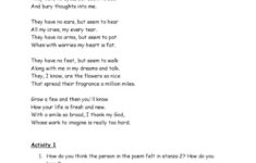 Flowers - Poetry Reading Comprehensi…: English Esl Worksheets Pdf throughout Poem Reading Comprehension Worksheet