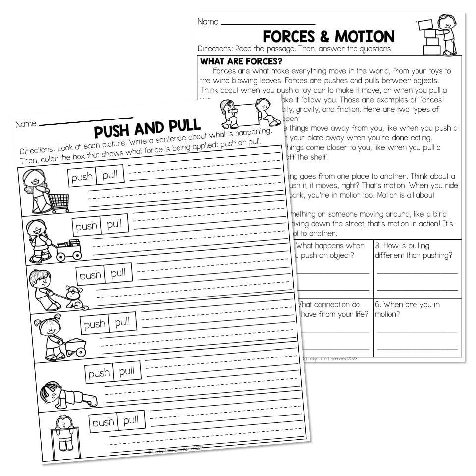 Forces And Motion - Push And Pull - Passage, Questions, And pertaining to Friction Reading Comprehension Worksheets