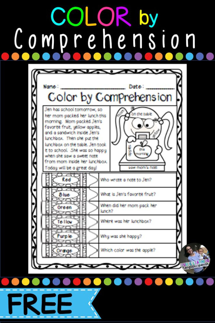 Reading Comprehension Coloring Worksheets