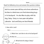 Free Printable Reading Comprehension Practice Worksheet With Regard To Worksheets To Help With Reading Comprehension