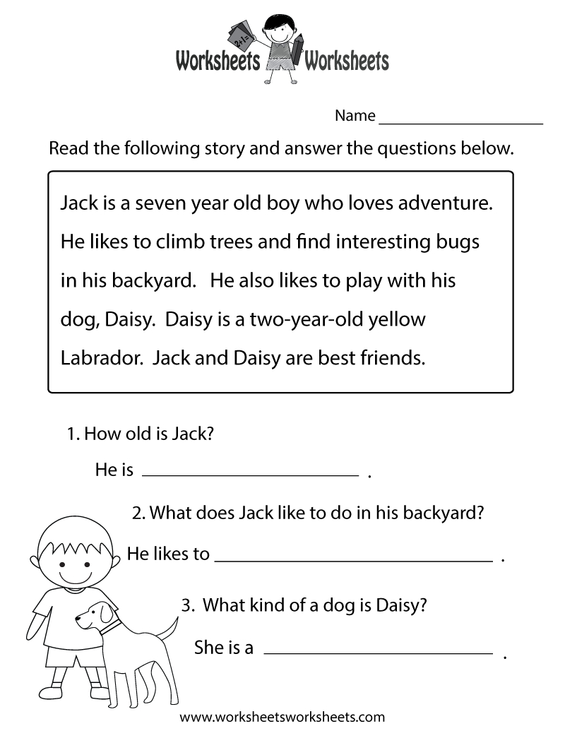 Free Printable Reading Comprehension Practice Worksheet with regard to Worksheets To Help With Reading Comprehension
