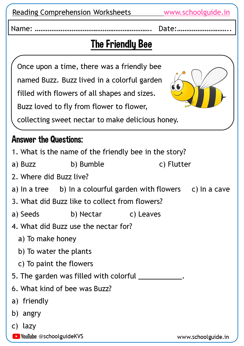 Free Printable Reading Comprehension Worksheets For Grade 1 regarding Year 1 Reading Comprehension Worksheets Free