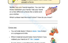 Friction 1 Worksheet intended for Friction Reading Comprehension Worksheets