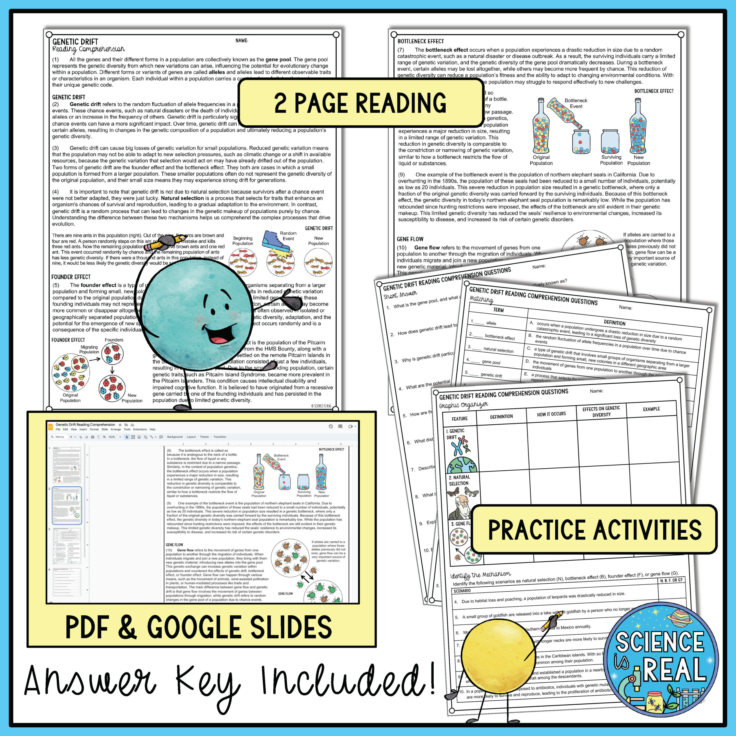 Genetic Drift Reading Comprehension And Worksheets - Classful inside Genetics Reading Comprehension Worksheet
