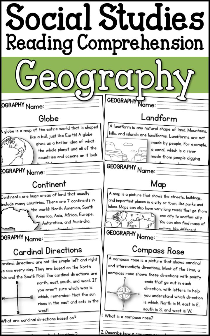 Geography Social Studies Reading Comprehension Passages K-2 for Geography Reading Comprehension Worksheets