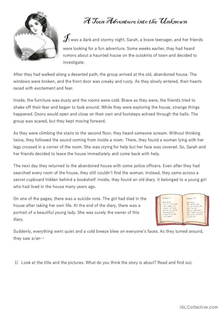 Ghost Story: Reading, Writing &amp;amp; Disc…: English Esl Worksheets Pdf with regard to Scary Story Reading Comprehension Worksheets