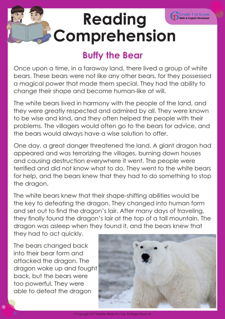 4th Reading Comprehension Worksheets