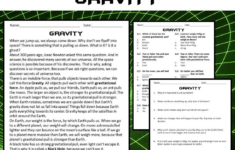 Gravity Reading Comprehension Passage And Questions - Pdf pertaining to Gravity Reading Comprehension Worksheet