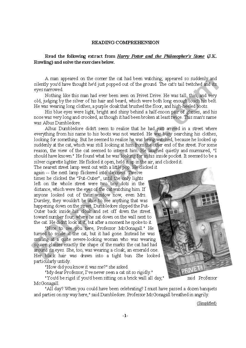 Harry Potter - Reading Comprehension - Esl Worksheetnoepas regarding Harry Potter Reading Comprehension Worksheets