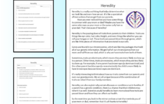 Heredity Reading Comprehension Passage Printable Worksheet pertaining to Heredity Reading Comprehension Worksheet