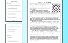 History Of Judaism Reading Comprehension Passage Printable inside Judaism Reading Comprehension Worksheet