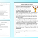 History Of The Olympics Reading Comprehension Passage Printable Regarding Olympics Reading Comprehension Worksheets