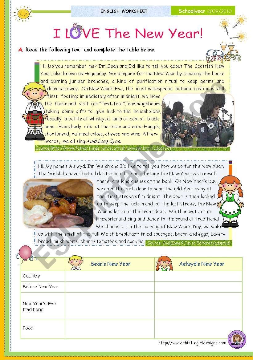 I Love The New Year&amp;quot; - Reading Comprehension Activities For Upper intended for New Year Comprehension Reading Worksheet