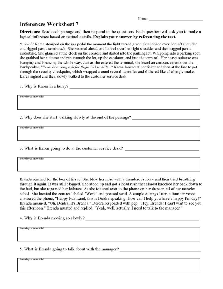 Free Reading Comprehension Worksheets 7th Grade