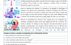 Job Schedules In Spanish - Pdf Reading Worksheet - Spanish for Reading Comprehension Worksheets Spanish