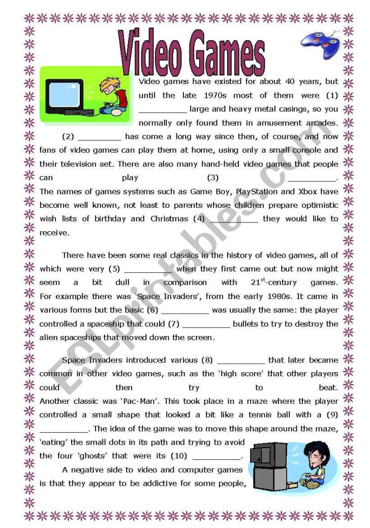 Reading Comprehension Worksheets About Video Games