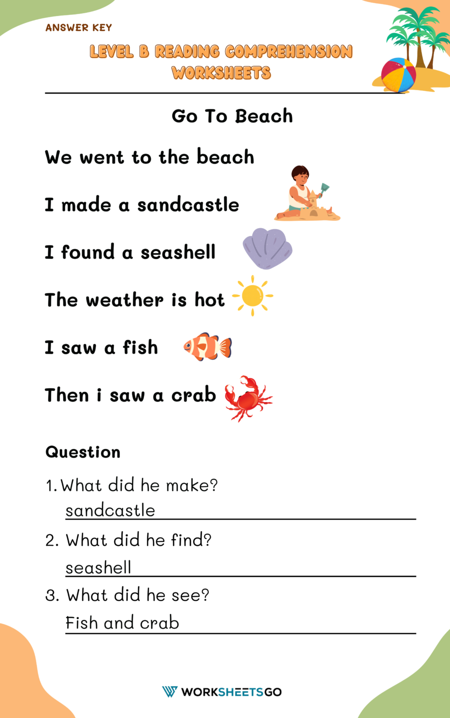 Level B Reading Comprehension Worksheets | Worksheetsgo inside Reading Comprehension Worksheets Answer Key
