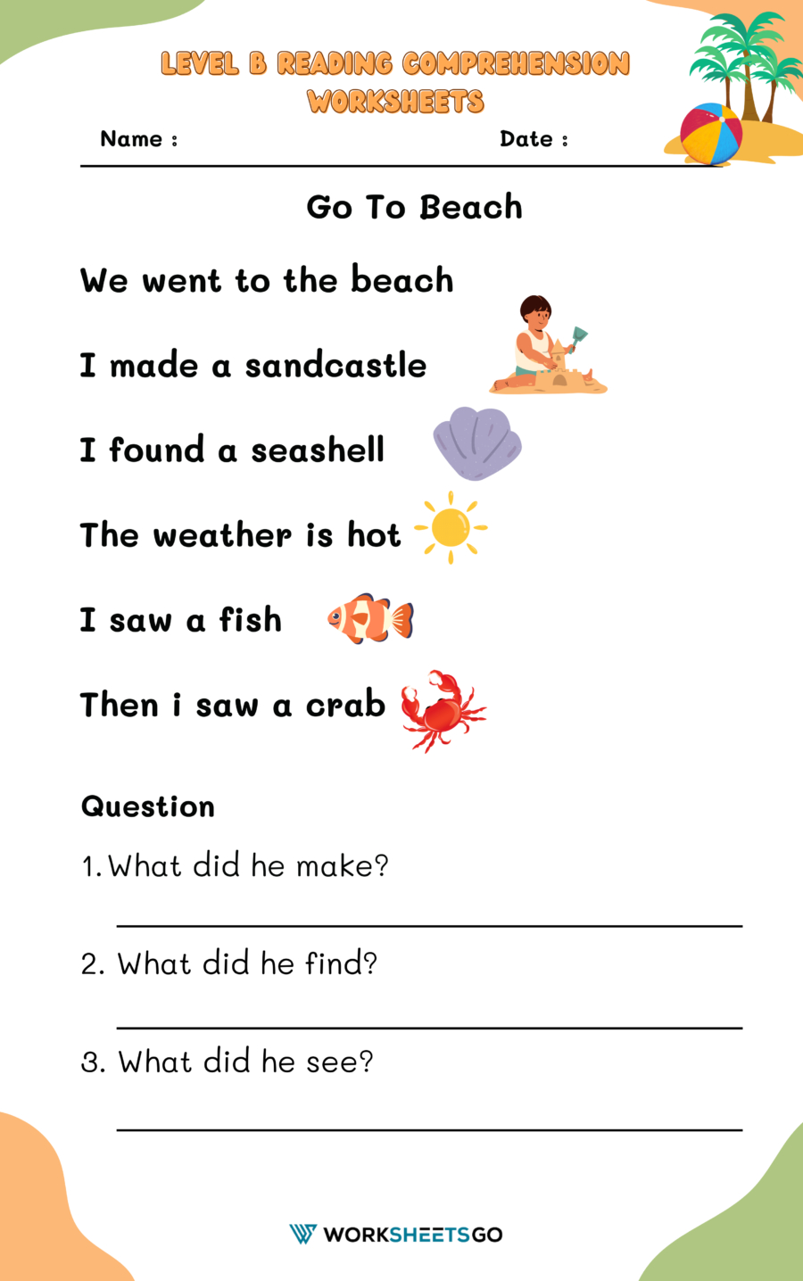 Level B Reading Comprehension Worksheets | Worksheetsgo inside Worksheet About Reading Comprehension