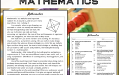 Mathematics Reading Comprehension Passage And Questions - Pdf inside Math Reading Comprehension Worksheets