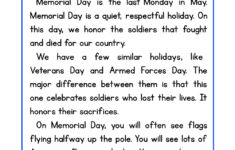 Memorial Day Reading Comprehension Worksheet - Have Fun Teaching with May Day Reading Comprehension Worksheets