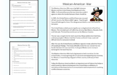 Mexican-American War Reading Comprehension Passage Printable throughout Texas History Reading Comprehension Worksheets