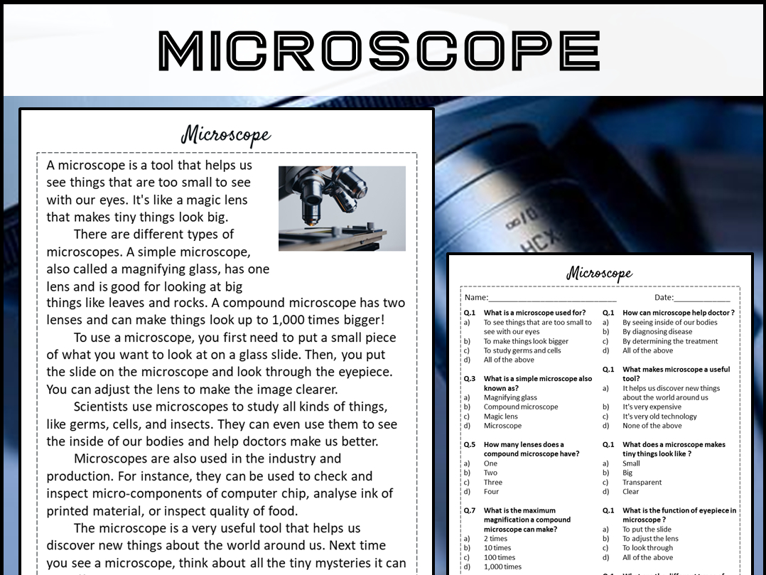 Microscope Reading Comprehension Passage And Questions - Pdf pertaining to Microscope Reading Comprehension Worksheet